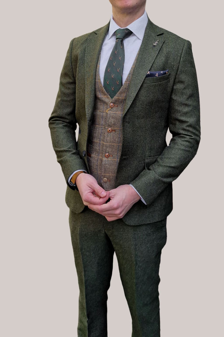 Fratelli Uniti Fratelli Robbie Men's Green Tweed Suit with Marc