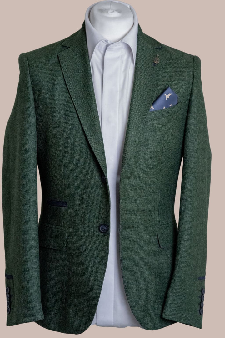 Fratelli Robbie Men’s Olive Green Tweed Blazer - 36R - Jackets