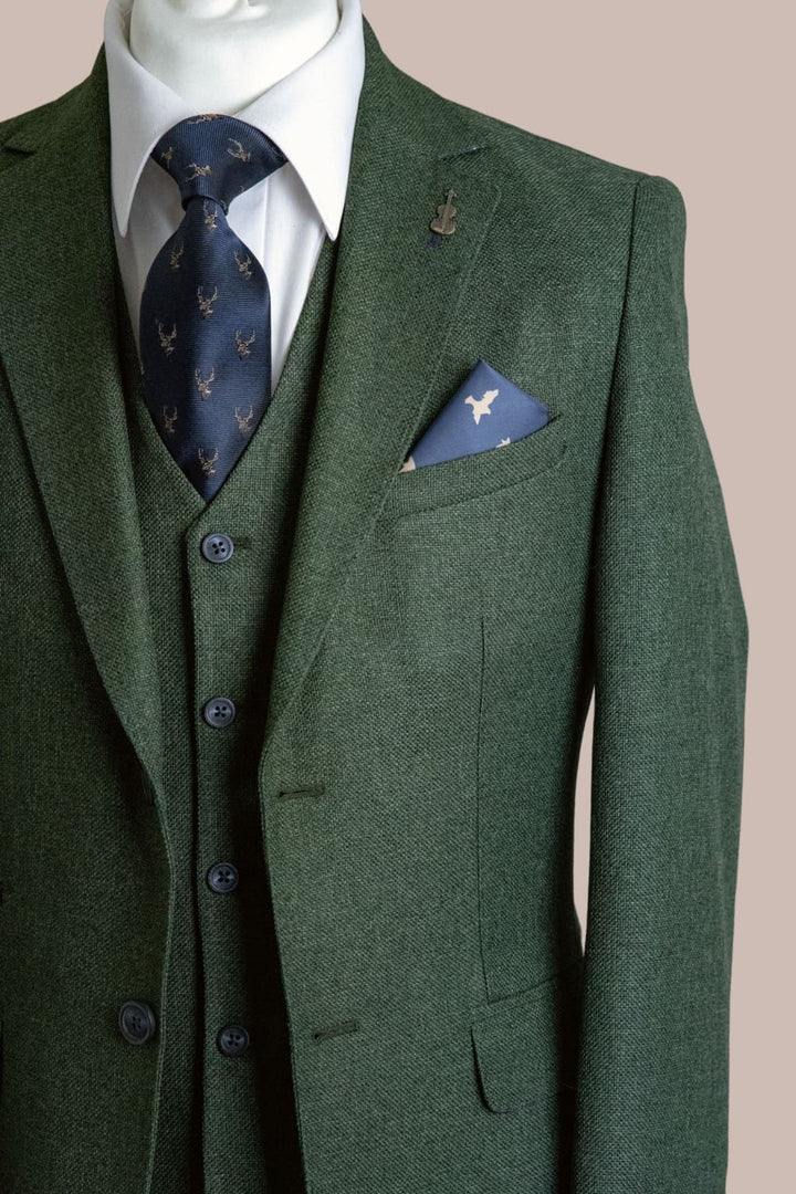 Fratelli Robbie Men’s Olive Green Tweed Suit - Suits