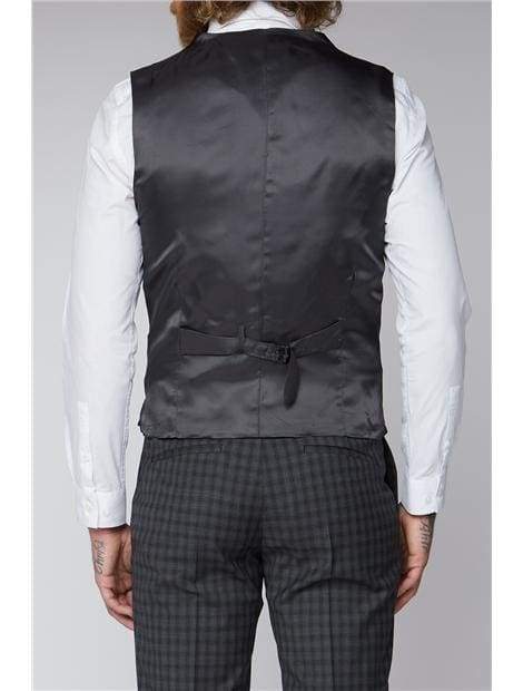 Gibson Grey Mini Check Slim Fit Suit Waistcoat - Suit & Tailoring