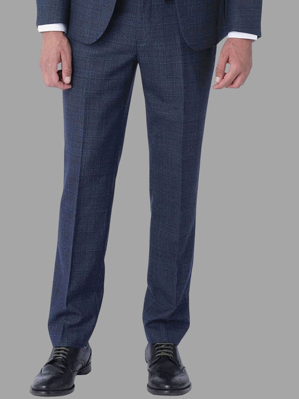 Harry Brown Finley Check Navy Trousers - 28R - Suit & Tailoring