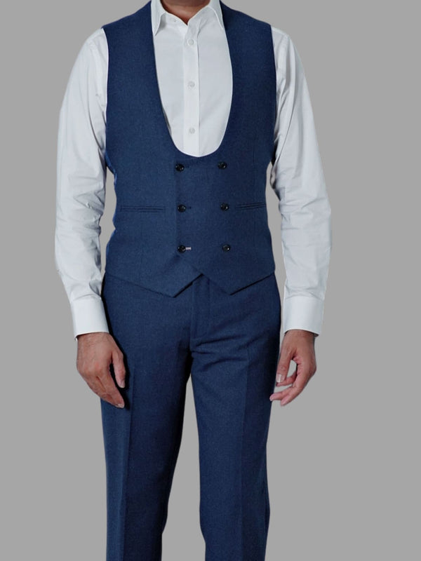 Harry Brown Ralph Tweed Navy Waistcoat - 36R - Suit & Tailoring