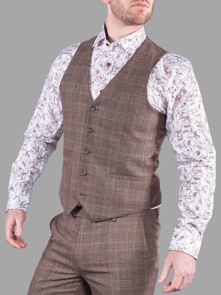 Harry Brown Tyler 3 Piece Brown Check Mix & Match Suit - Suit & Tailoring