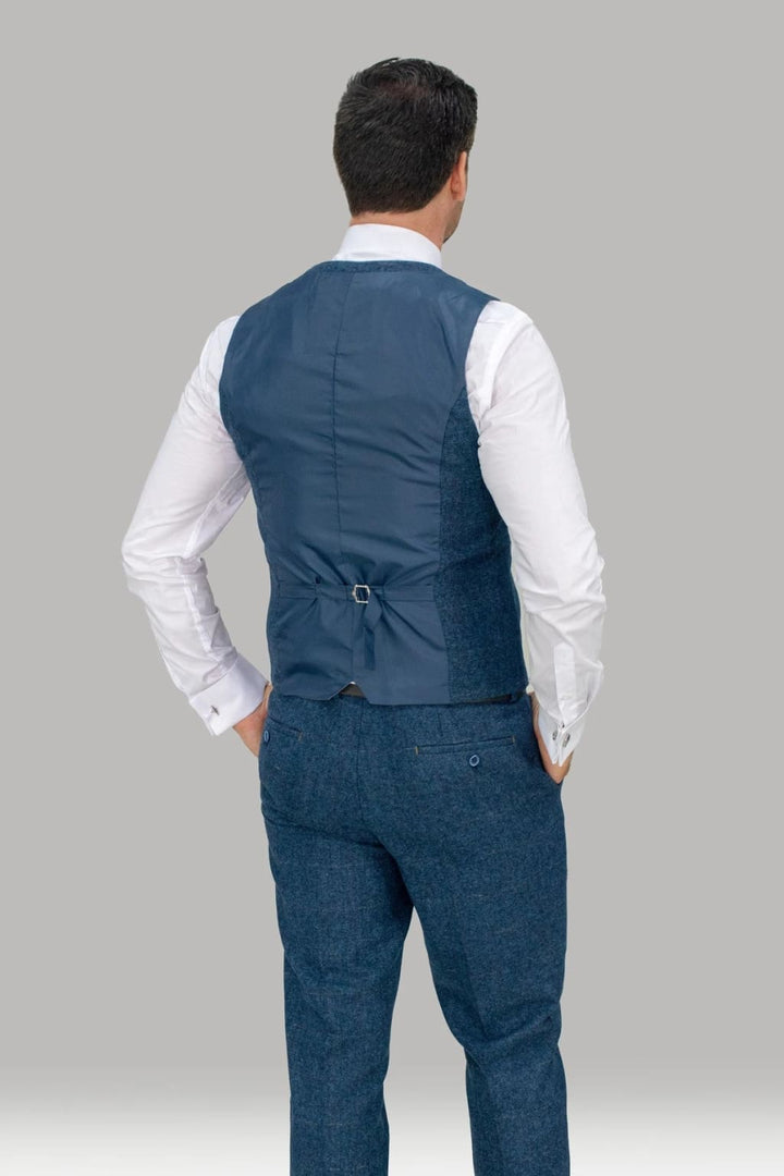 Cavani Carnegi 3 Piece Blue Check Tweed Suit - Suit & Tailoring