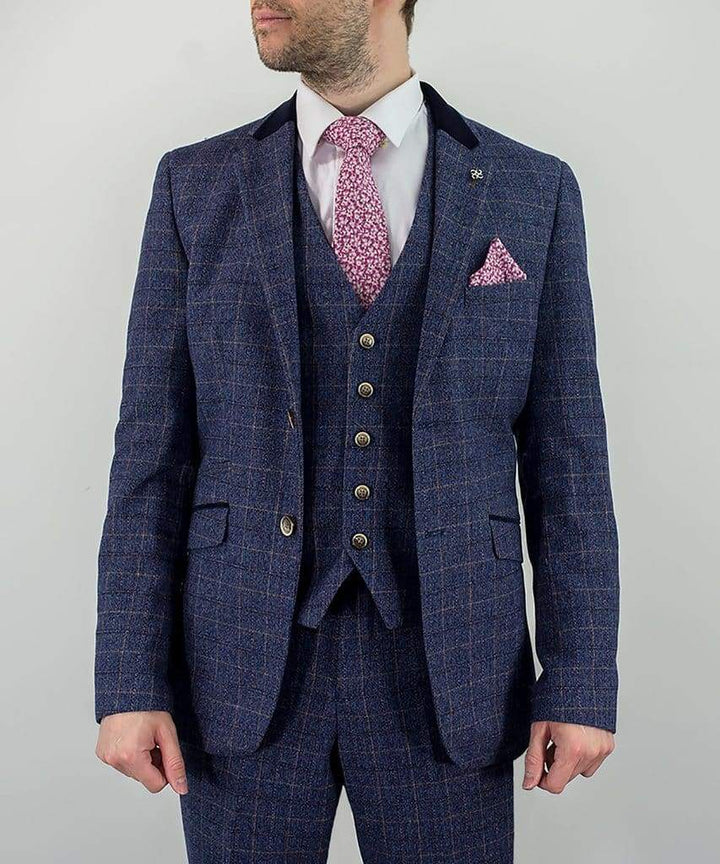 Cavani Albert Mens Grey Tweed Three Piece Suit - Suit & Tailoring
