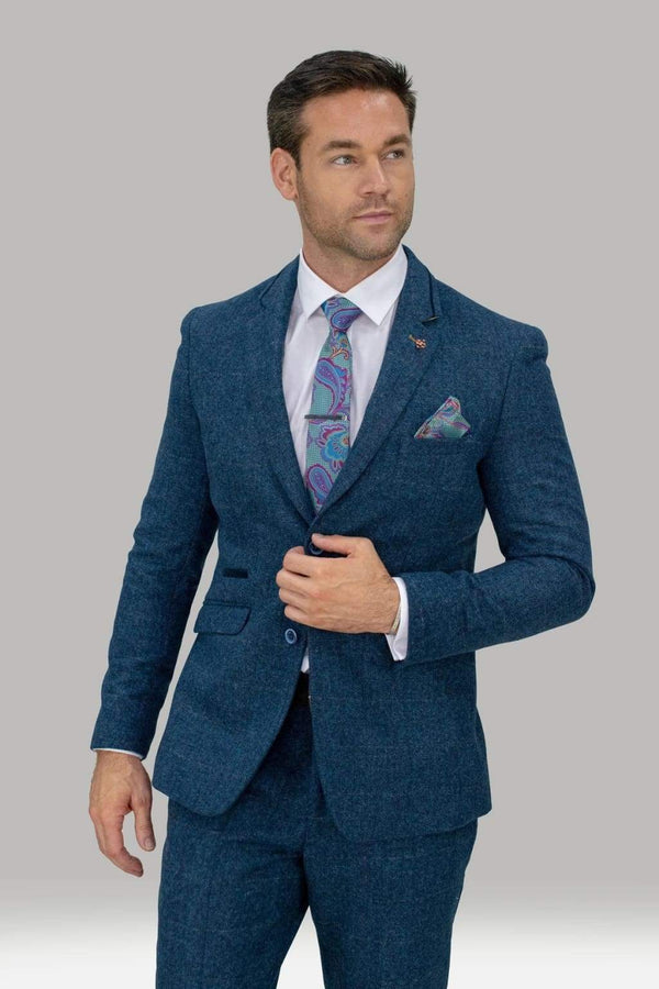Men’s Blue 2 Piece Cavani Carnegi Tweed Suit - Suit & Tailoring