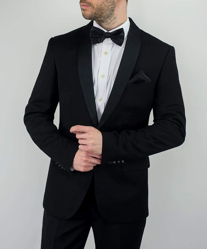 Cavani Nico Mens Black Tuxedo Dinner Shawl Collar Suit - 36R / 30R - Suit & Tailoring