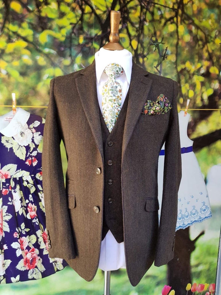 Cavani Kaos Tweed Men’s Slim Fit Jacket - Brown / 36 - Suit & Tailoring