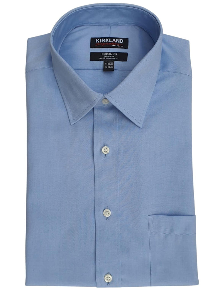 kirkland dress shirts Signature Big & Tall 20 34/35 Traditional Fit Lot of 2 NWT Men's Premium Classic Collar Blue