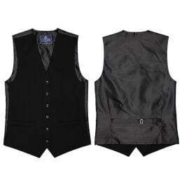 L A Smith Black Plain Country Waistcoat - Suit & Tailoring
