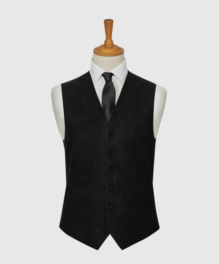L A Smith Black Suede Look Waistcoat - Suit & Tailoring