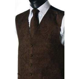 L A Smith Brown Suede Look Waistcoat - S - Suit & Tailoring