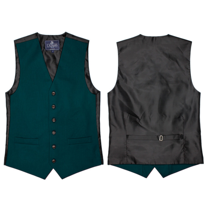 L A Smith Dark Teal Plain Country Waistcoat - S - Suit & Tailoring