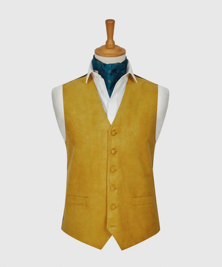 L A Smith Gold Suede Look Waistcoat - Suit & Tailoring