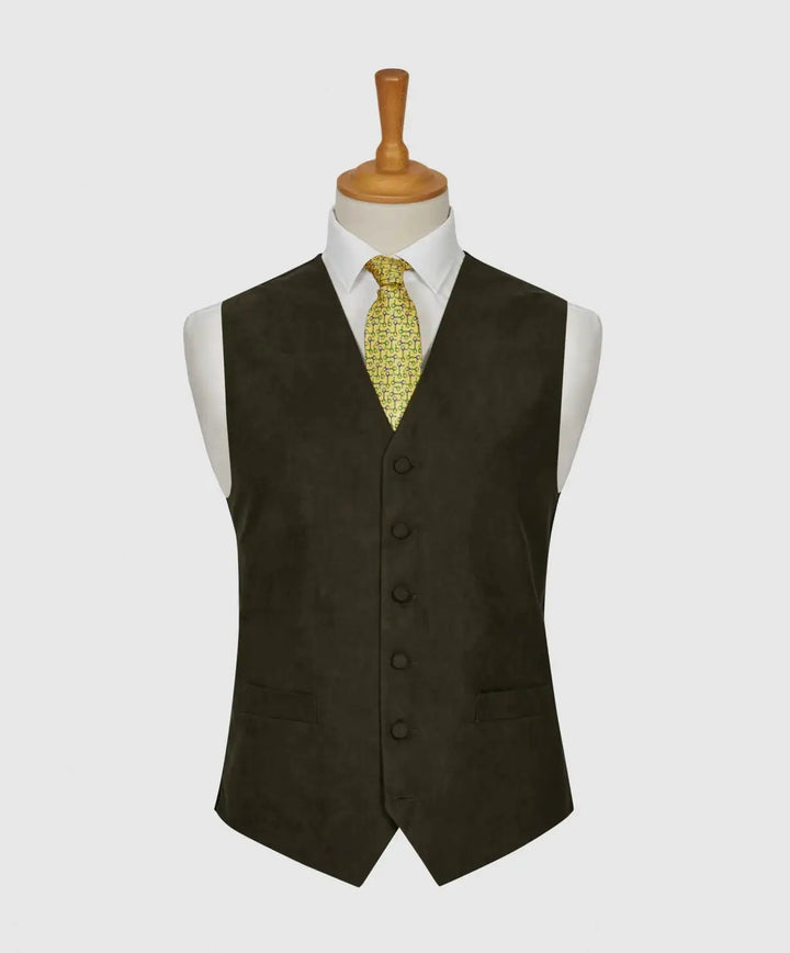L A Smith Green Suede Look Waistcoat - Suit & Tailoring