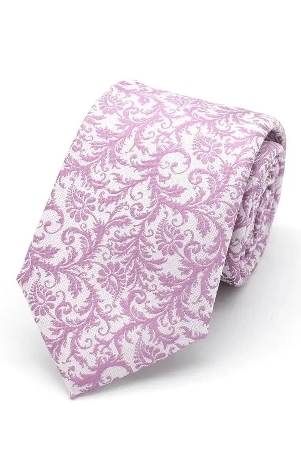 L A Smith Lilac Wedding Floral Paisley Tie And Hank Set - Accessories