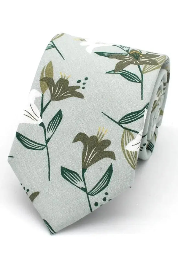 L A Smith Lillies Green On Sage Tie And Hank Set - Accessories