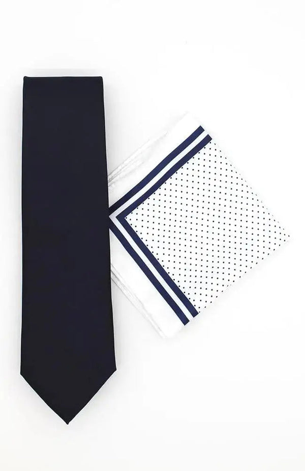 L A Smith Navy Classic Tie And Hank Set - Accessories