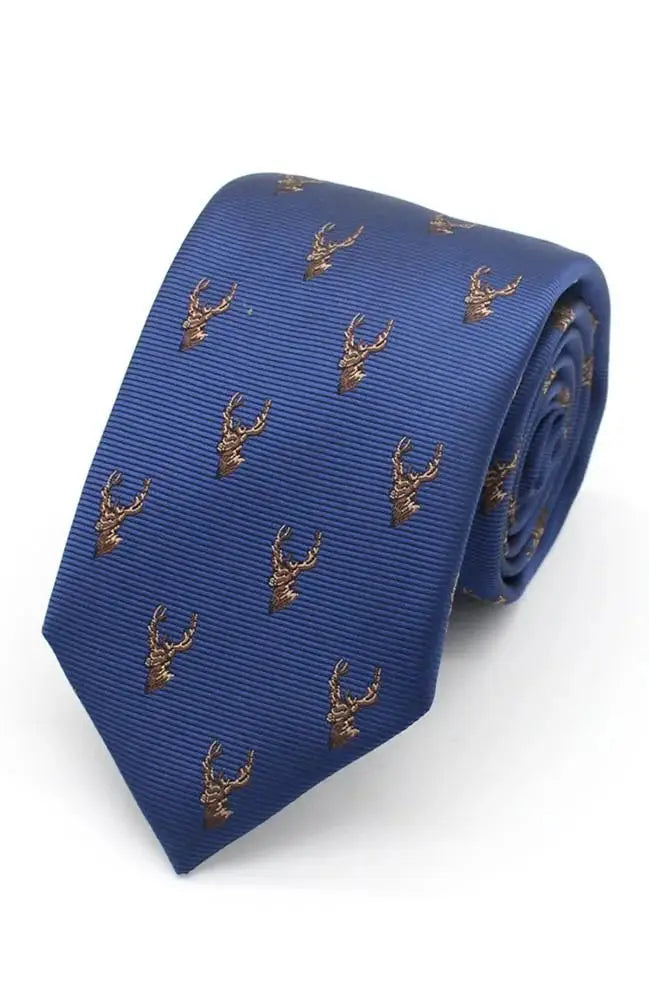 L A Smith Navy Stags Head Tie - Accessories