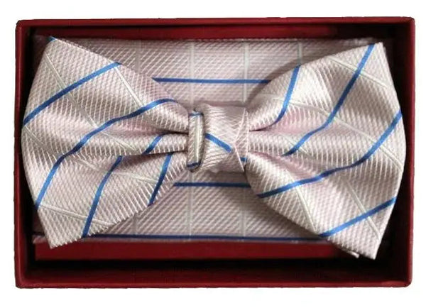 L A Smith Pink Check Silk Bow Tie And Hank Set - Accessories