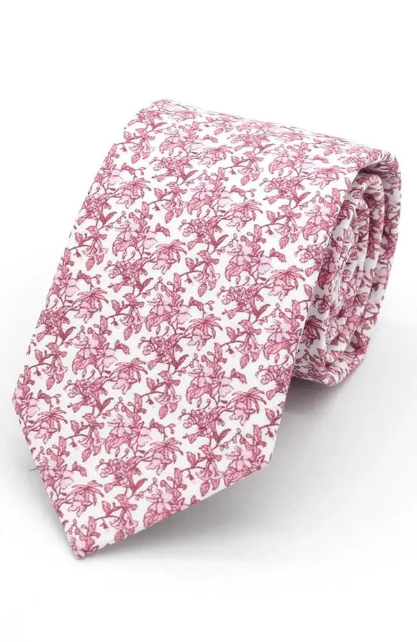 L A Smith Pink Delicate Floral Tie And Hank Set - Accessories