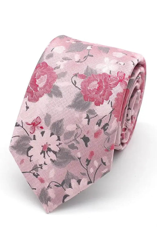 L A Smith Pink Large Floral Tie And Hank Set - Accessories