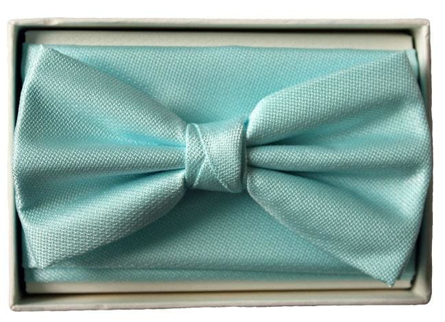 L A Smith Poly Blue Bow Tie And Hank Set - Accessories