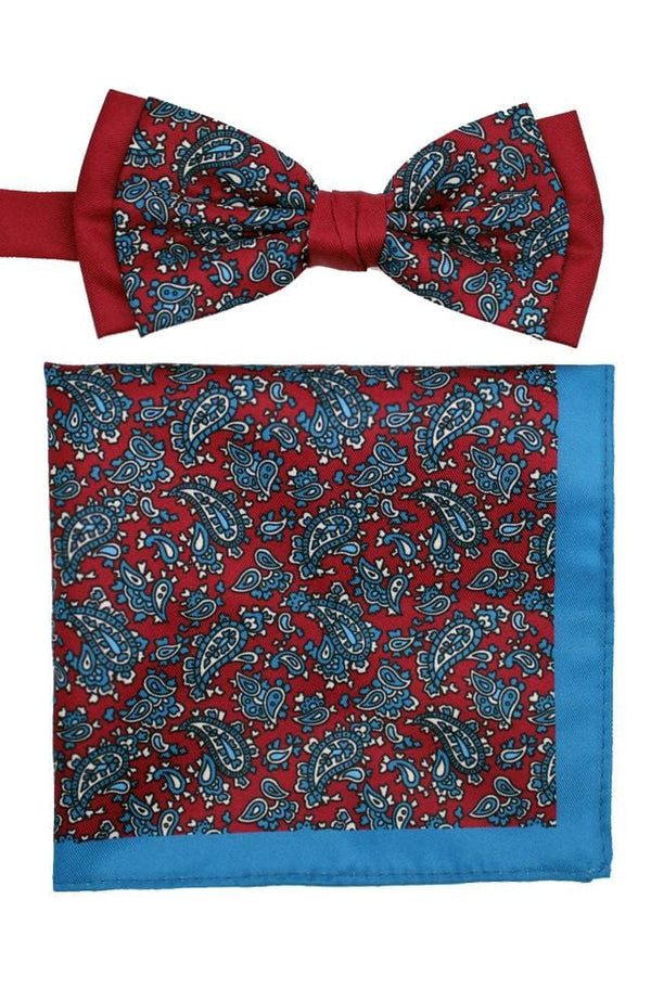 L A Smith Poly Pink Paisley Bow Tie And Hank Set - Accessories