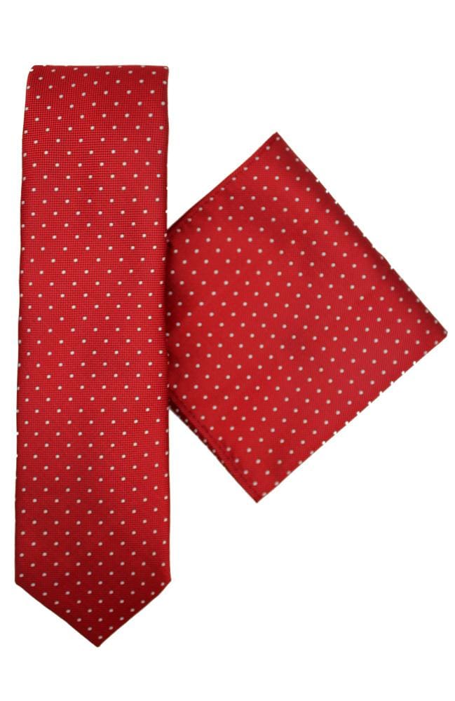 L A Smith Poly Red Spot Tie And Hank Set - Accessories
