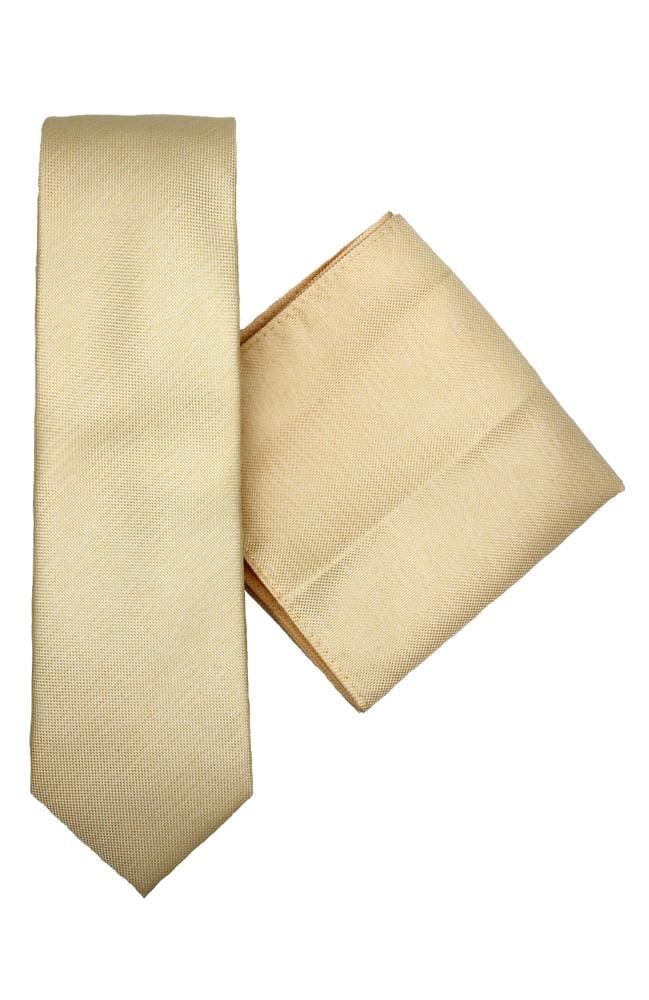 L A Smith Poly Yellow Plain Tie And Hank Set - Accessories