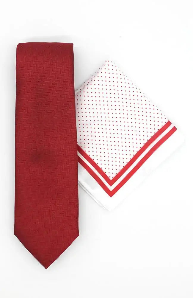 L A Smith Red Classic Tie And Hank Set - Accessories