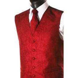 L A Smith Red Suede Look Waistcoat - S - Suit & Tailoring