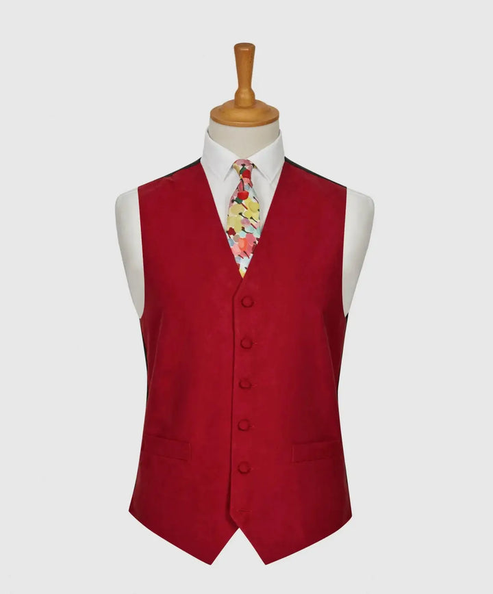 L A Smith Red Suede Look Waistcoat - Suit & Tailoring