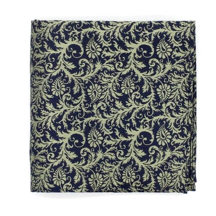 L A Smith Sage On Navy Wedding Floral Paisley Tie And Hank Set - Accessories