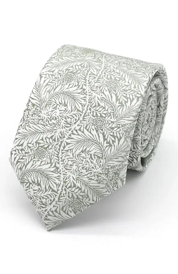 L A Smith Silver On Sage Delicate Leaves Tie And Hank Set - Accessories