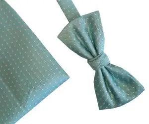 L A Smith Turquoise Spot Silk Bow Tie And Hank Set - Accessories