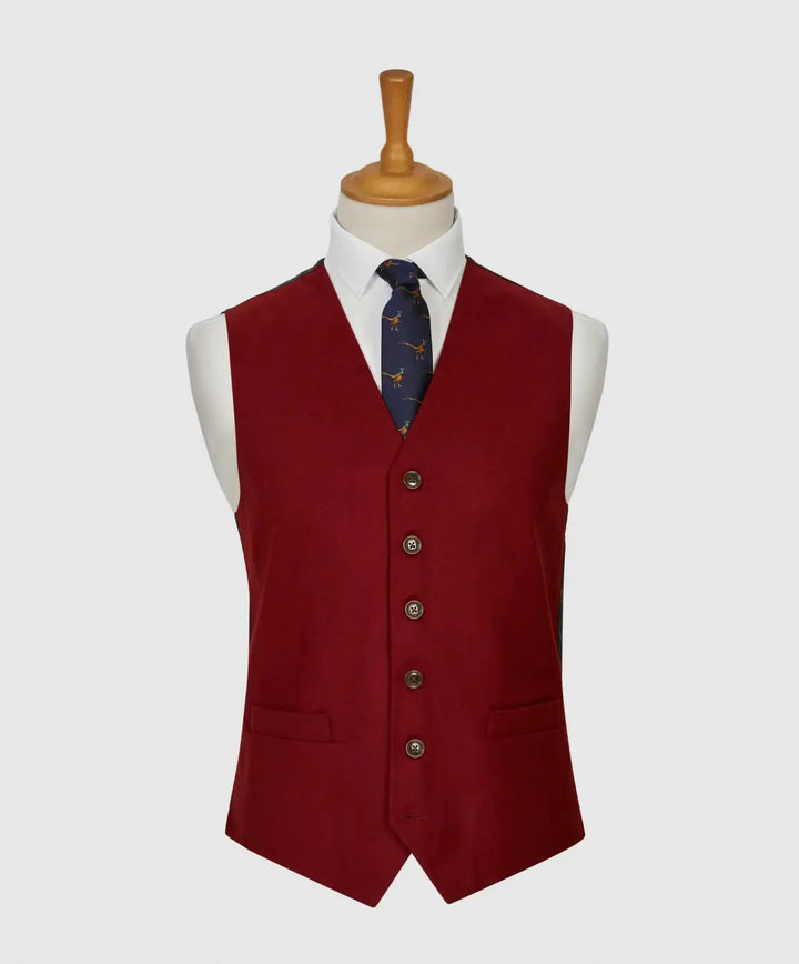 L A Smith Wine Plain Country Waistcoat - S - Suit & Tailoring