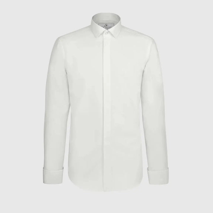 LA Smith Black Ivory Modern-Fit Fly-Front Dress Shirt - UK 14.5 | EU 37 - Shirts