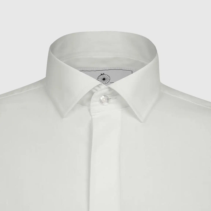 LA Smith Ivory Modern-Fit Fly-Front Dress Shirt LA Smith Ivory Modern-Fit Fly-Front Dress Shirt