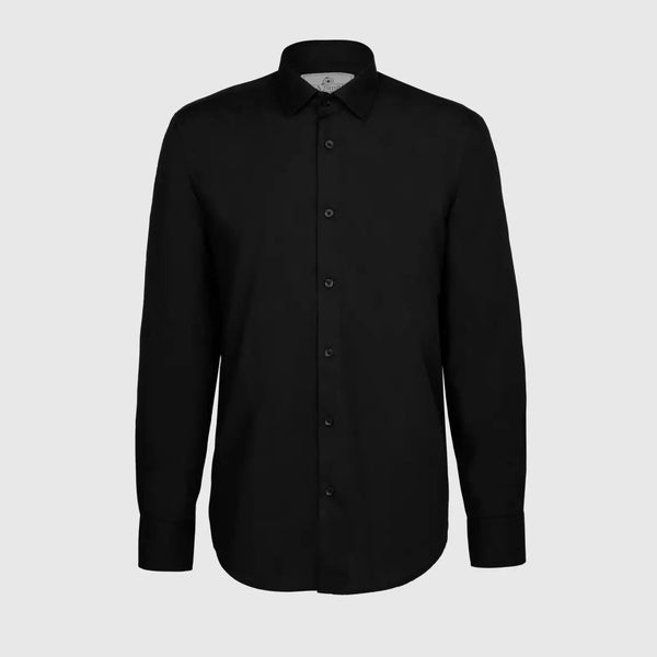 LA Smith Black Modern-Fit Button-Through Shirt - UK 14.5 | EU 37 - Shirts