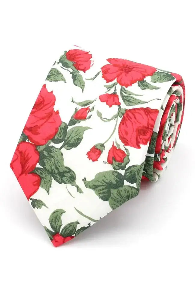LA Smith Carline Rose Liberty Art Fabric Ties - Red - Accessories