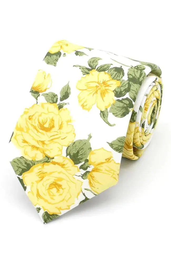 LA Smith Carline Rose Liberty Art Fabric Ties - Yellow - Accessories