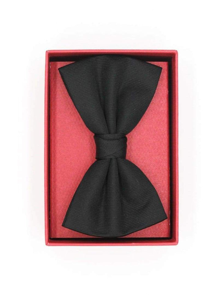 LA Smith Finest Silk Grosgrain Ready Tied Black Bow Tie - accessories