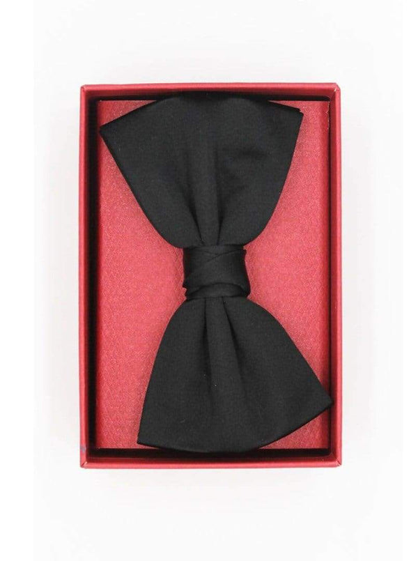LA Smith Finest Silk Satin Pre Tied Black Bow Tie - accessories