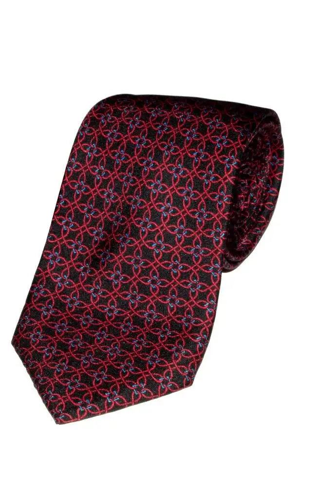 L A Smith Black And Red Spiral Print Silk Tie - Accessories
