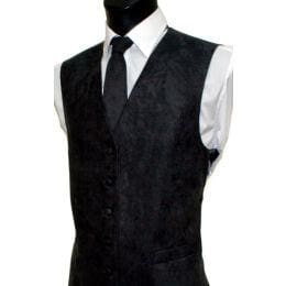 L A Smith Black Suede Look Waistcoat - S - Suit & Tailoring