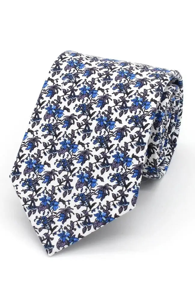 L A Smith Blue Delicate Floral Tie And Hank Set - Accessories