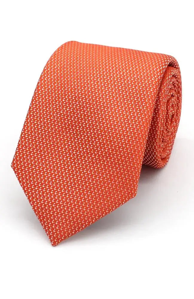 L A Smith Burnt Orange Plain Textured Tie - Accessories