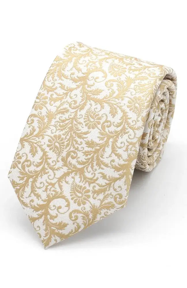 L A Smith Champagne Wedding Floral Paisley Tie And Hank Set - Accessories