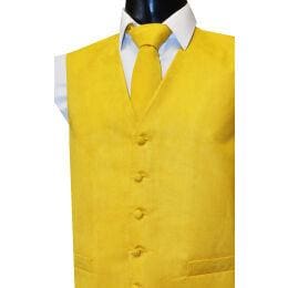 L A Smith Gold Suede Look Waistcoat - S - Suit & Tailoring